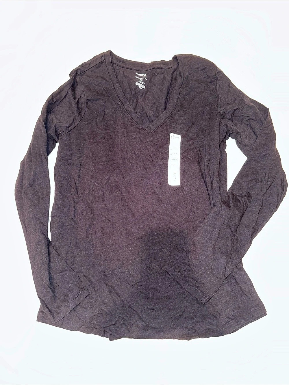 Sonoma The Everyday Tee V-Neck Long Sleeve in black Size Medium NWT